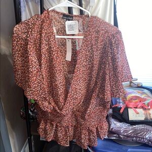 Zenobia Women's Floral Top - Red